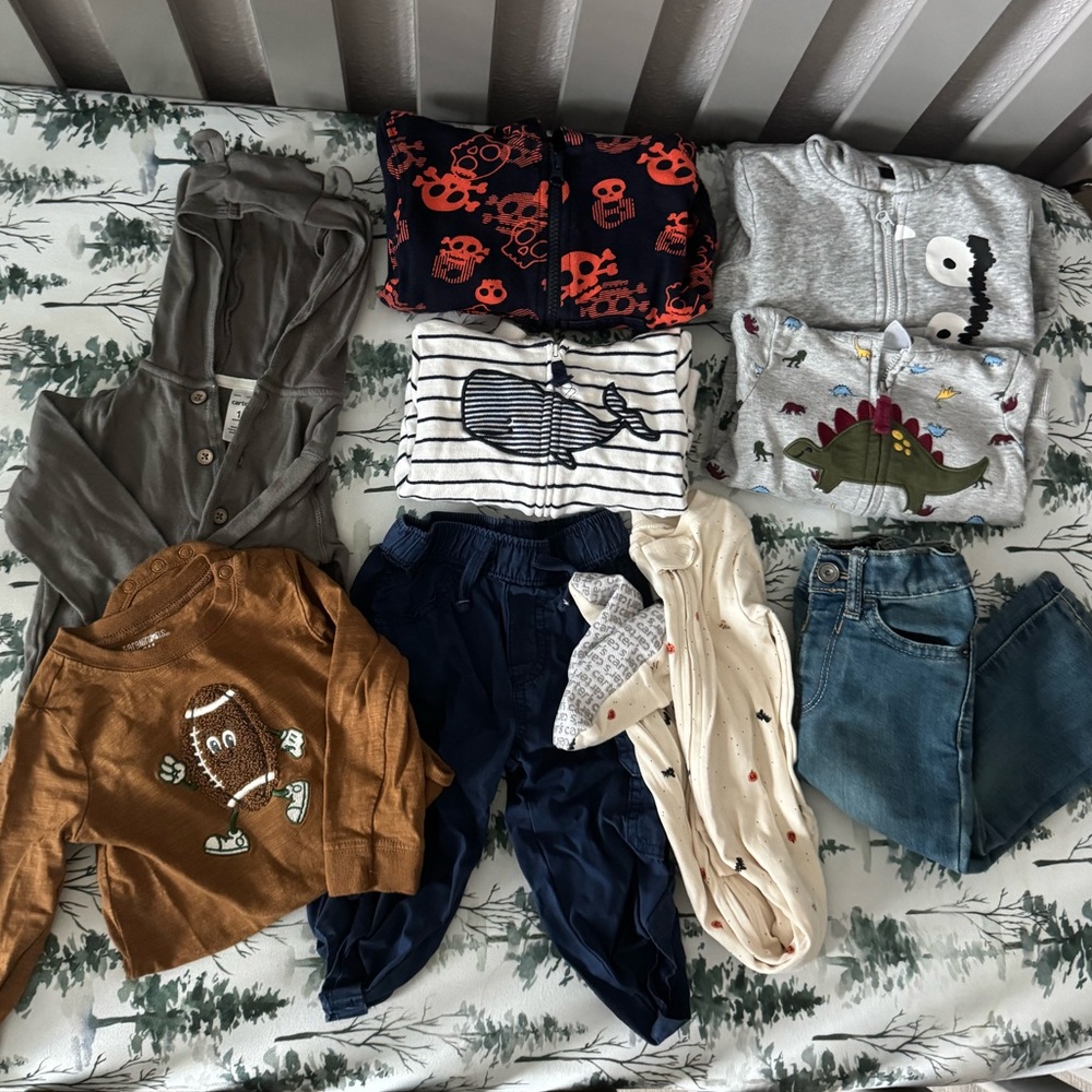 Baby Boy Fall Clothing Bundle Football Full Zip Hoodies Sz 12 Months